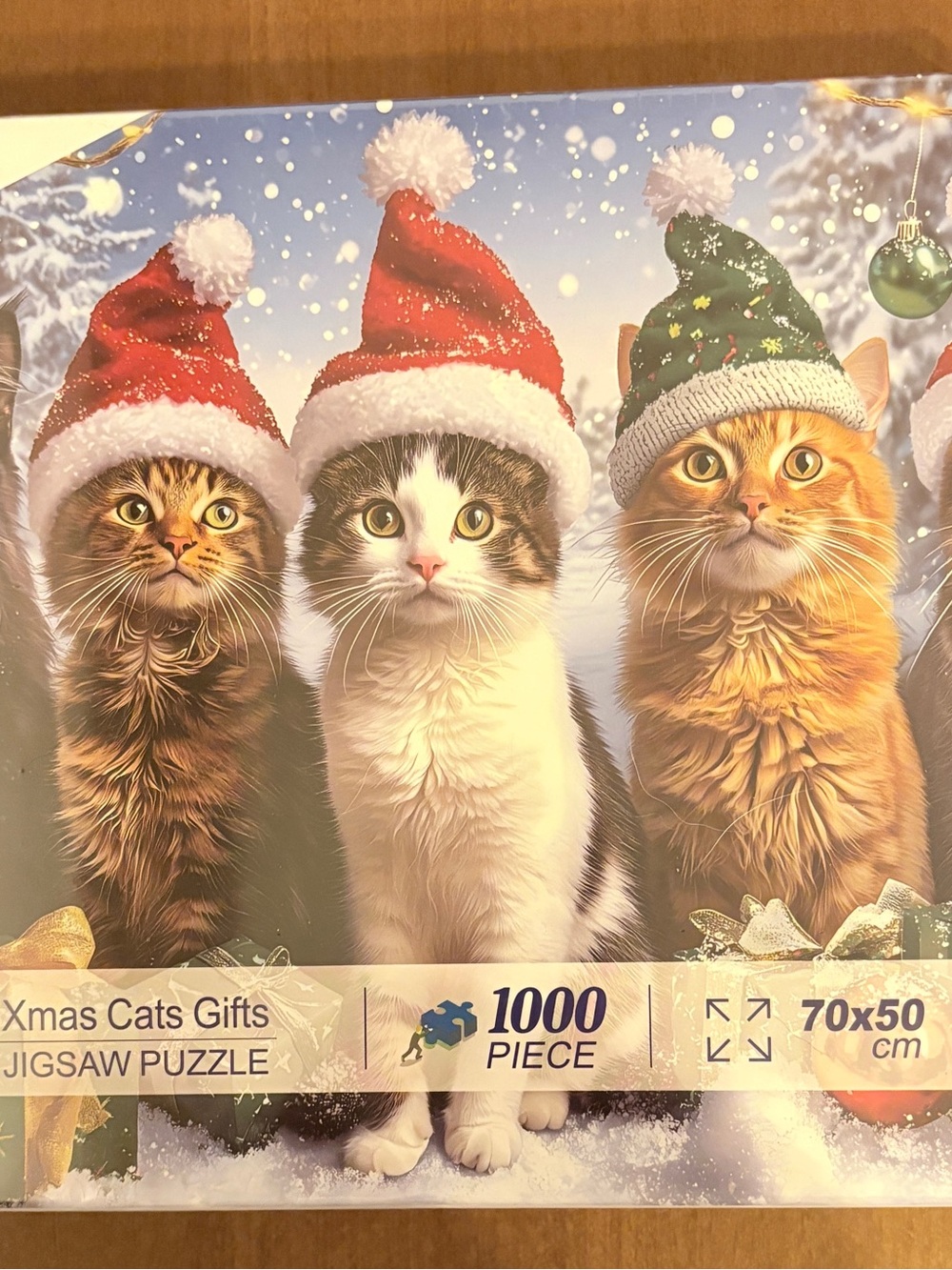 Source Unknown Holiday Cat Trio Puzzle (red, green, white)